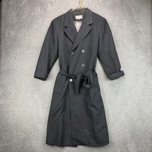 Kasper ASL Womens Black Double Breasted Belted Trench‎ Coat Jacket Size 10